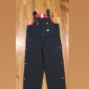 Carhartt Black Bib Overalls with Red Interior